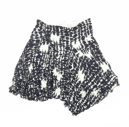 Dual View Womens Black Geometric Polyester Swing Skirt Size 12 Zip
