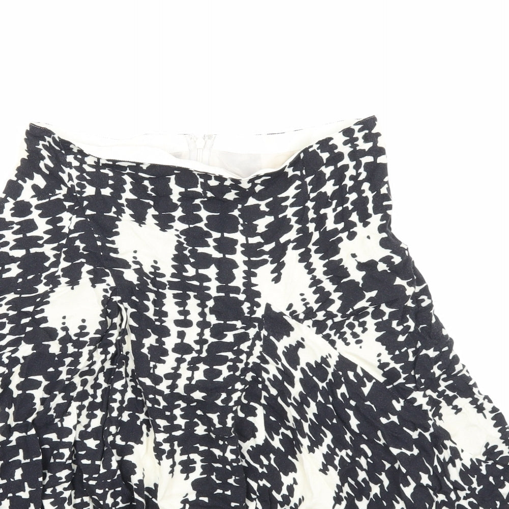 Dual View Womens Black Geometric Polyester Swing Skirt Size 12 Zip