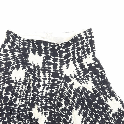 Dual View Womens Black Geometric Polyester Swing Skirt Size 12 Zip
