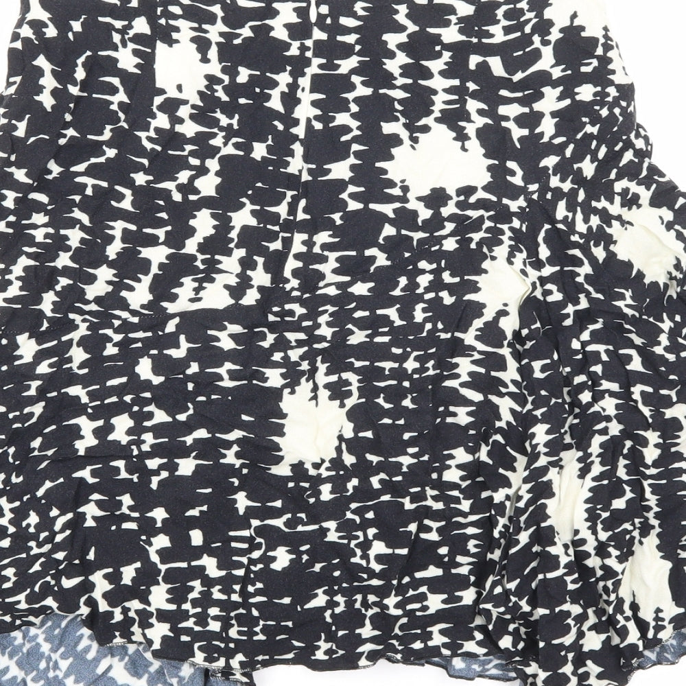 Dual View Womens Black Geometric Polyester Swing Skirt Size 12 Zip