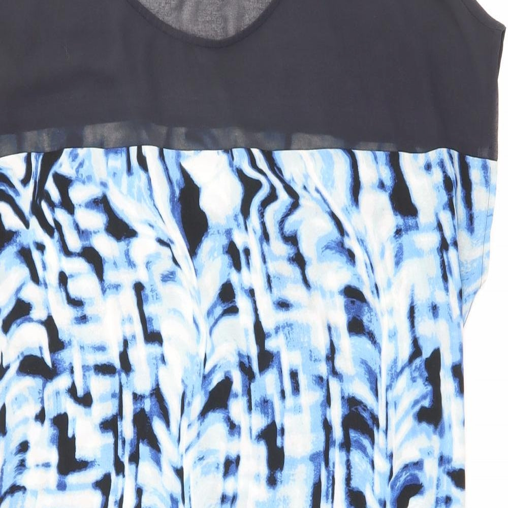 NEXT Womens Blue Geometric Polyester A-Line Size 12 Round Neck Pullover