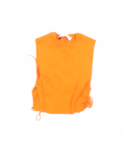 Womens UK Size XS Zara Orange Basic Tank