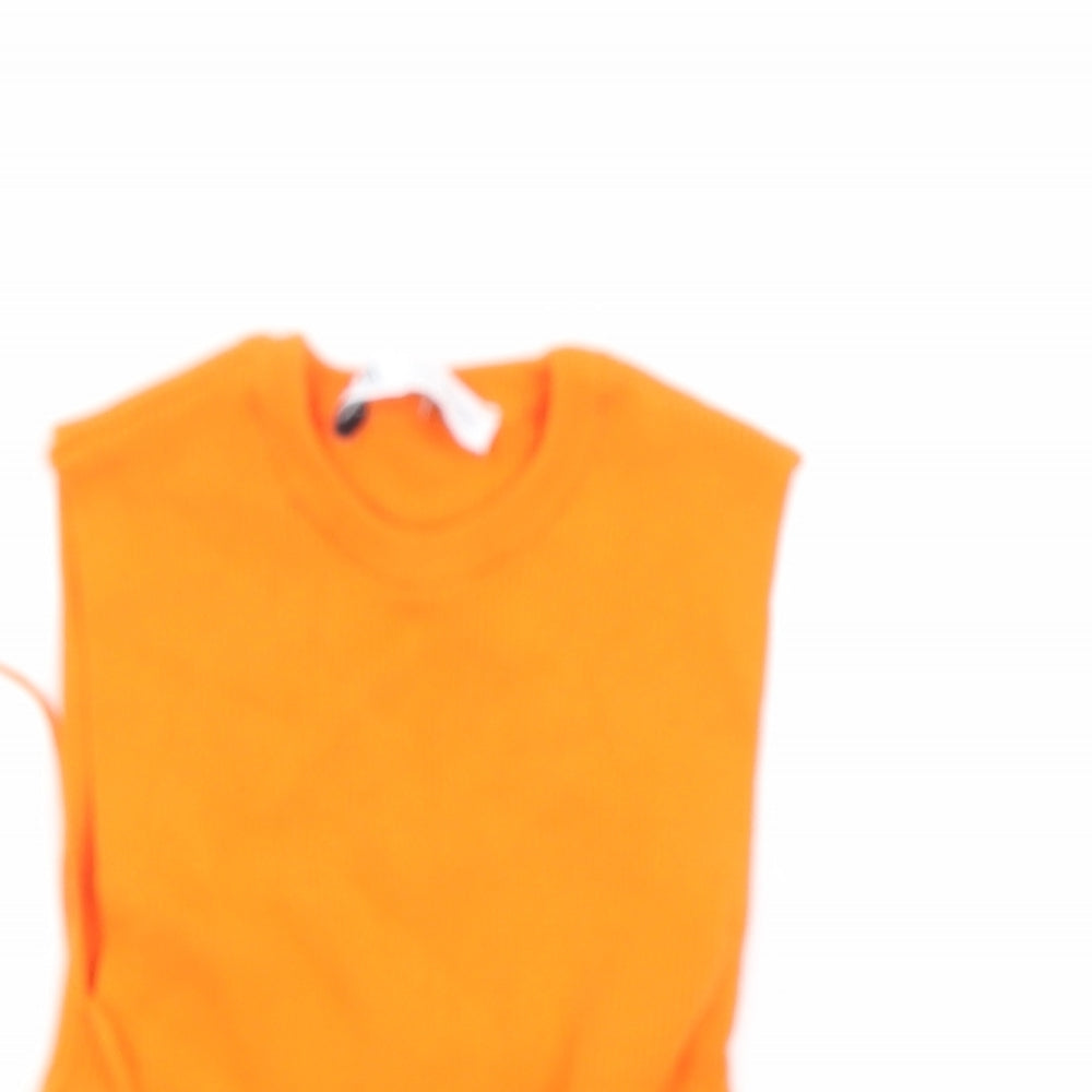 Womens UK Size XS Zara Orange Basic Tank