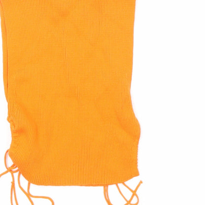 Womens UK Size XS Zara Orange Basic Tank