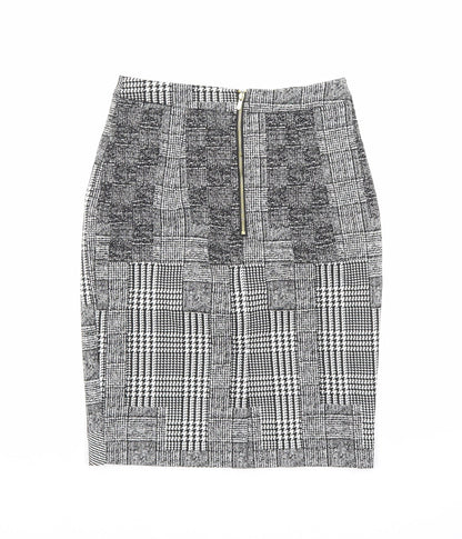H&M Womens Black Plaid Polyester Straight & Pencil Skirt Size 6 Zip