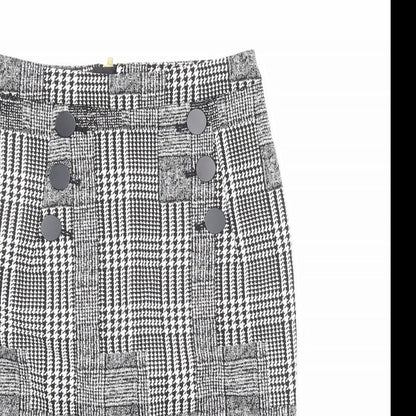 H&M Womens Black Plaid Polyester Straight & Pencil Skirt Size 6 Zip
