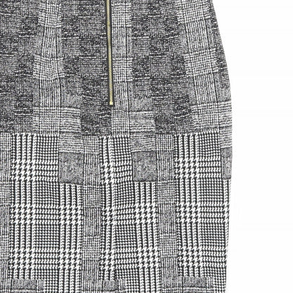 H&M Womens Black Plaid Polyester Straight & Pencil Skirt Size 6 Zip
