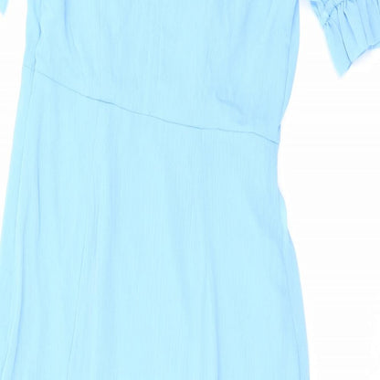 Finery Womens Blue Polyester Maxi Size 10 Round Neck Button