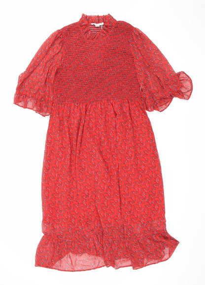 Finery Womens Red Floral Polyester Maxi Size 18 Mock Neck Pullover