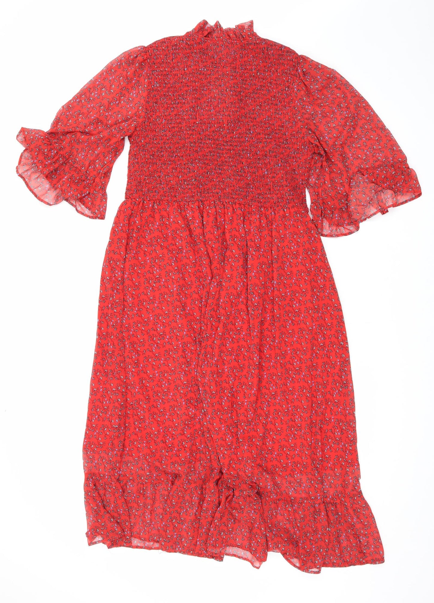 Finery Womens Red Floral Polyester Maxi Size 18 Mock Neck Pullover