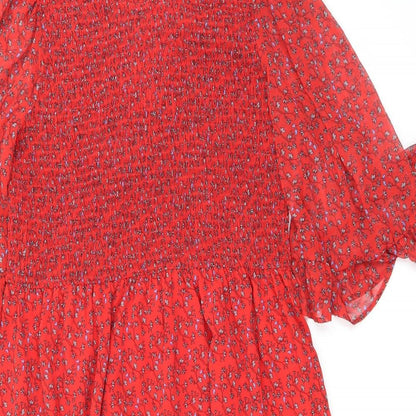 Finery Womens Red Floral Polyester Maxi Size 18 Mock Neck Pullover