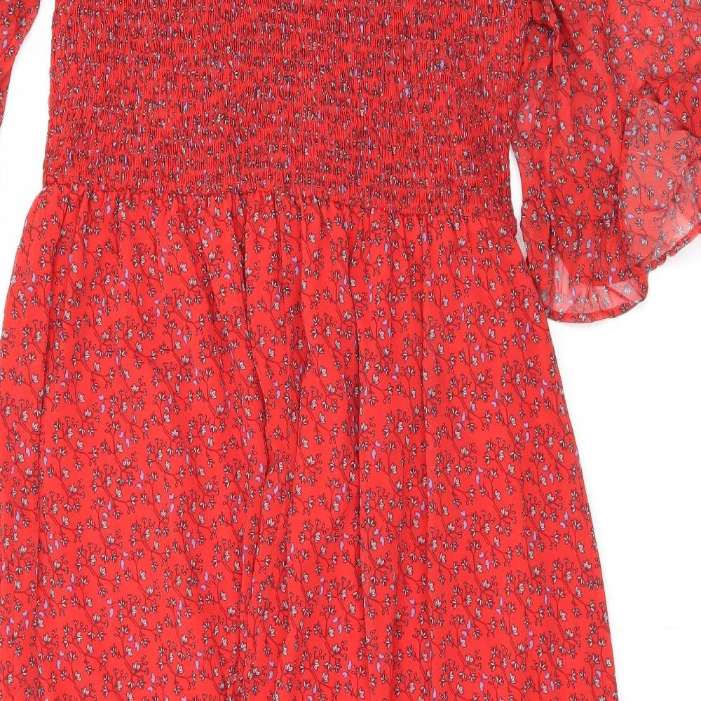 Finery Womens Red Floral Polyester Maxi Size 18 Mock Neck Pullover