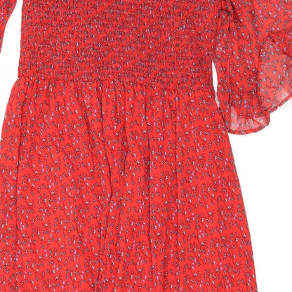 Finery Womens Red Floral Polyester Maxi Size 18 Mock Neck Pullover