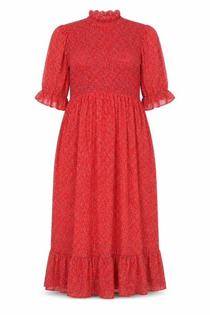 Finery Womens Red Floral Polyester Maxi Size 18 Mock Neck Pullover