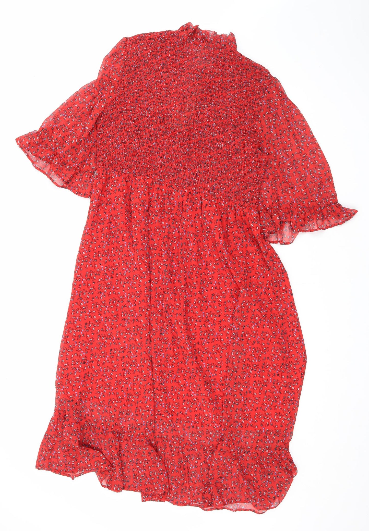 Finery Womens Red Floral Polyester Maxi Size 18 Mock Neck Pullover
