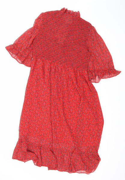 Finery Womens Red Floral Polyester Maxi Size 18 Mock Neck Pullover