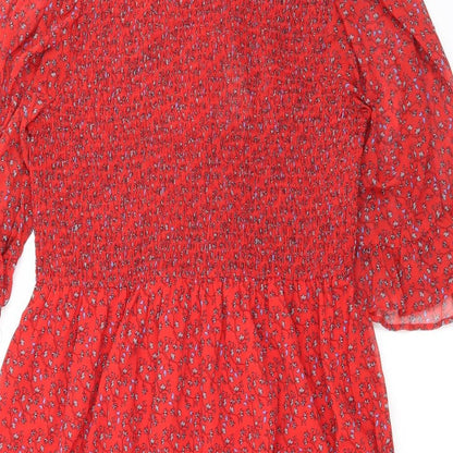 Finery Womens Red Floral Polyester Maxi Size 18 Mock Neck Pullover