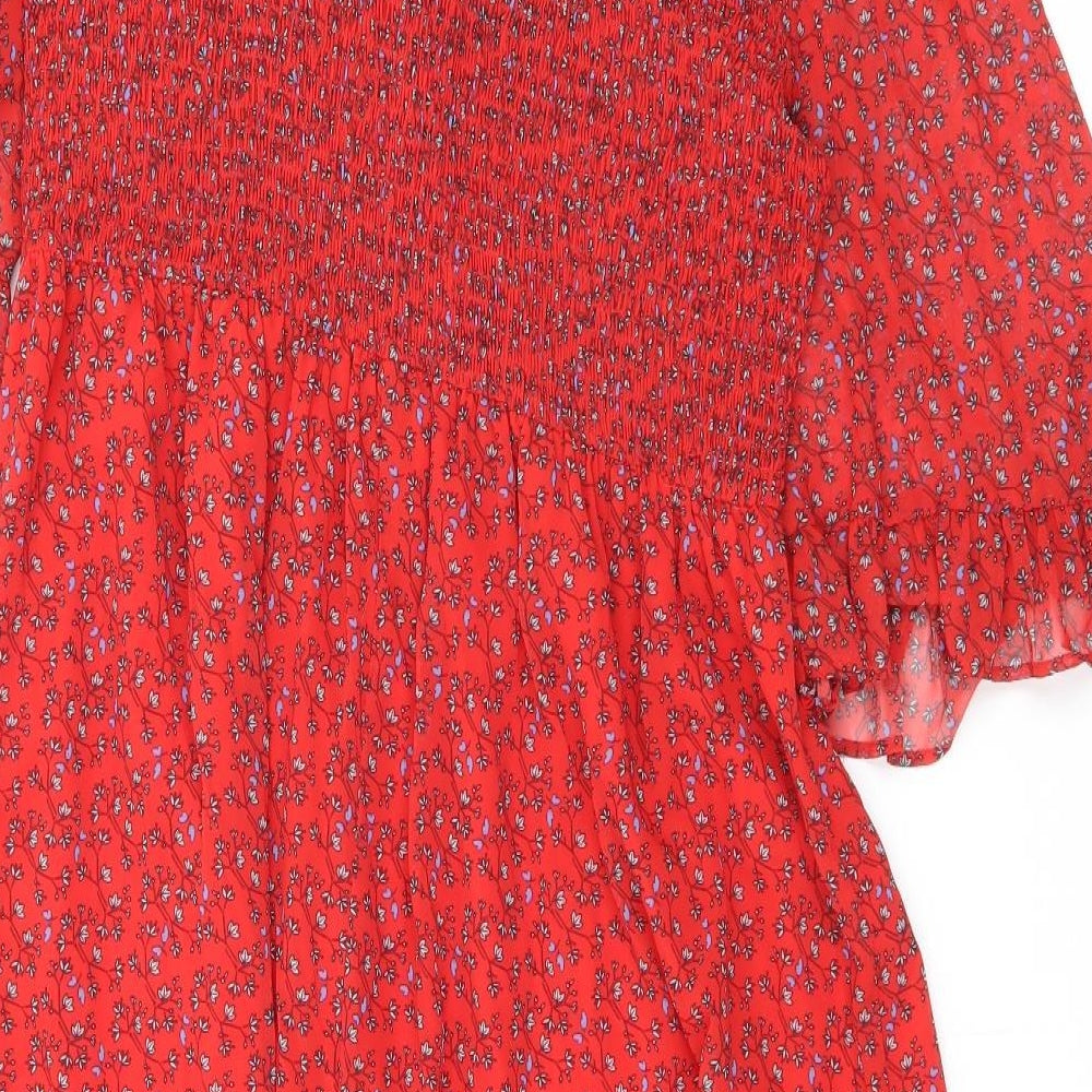Finery Womens Red Floral Polyester Maxi Size 18 Mock Neck Pullover