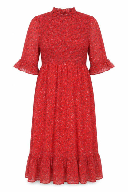 Finery Womens Red Floral Polyester Maxi Size 18 Mock Neck Pullover