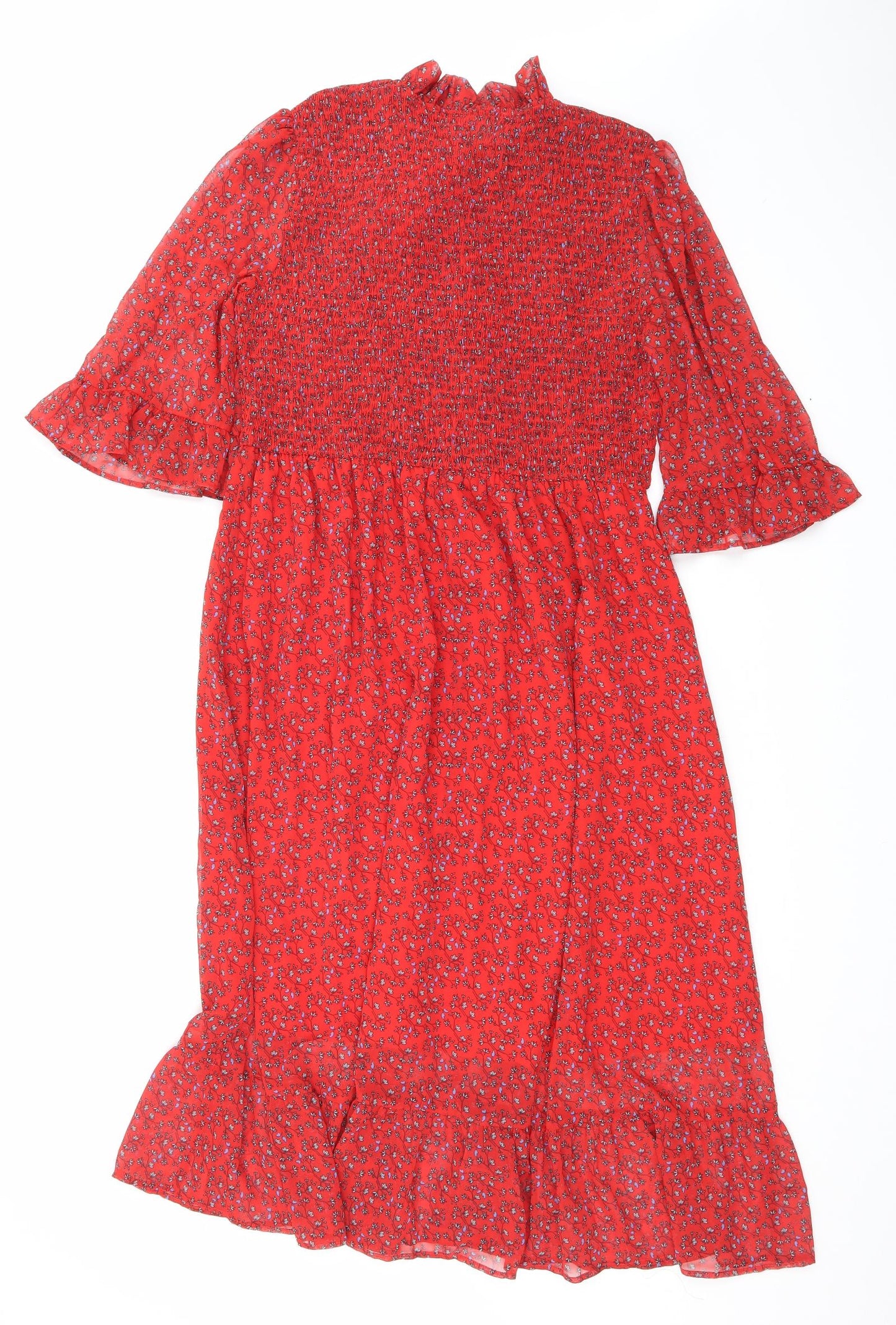 Finery Womens Red Floral Polyester Maxi Size 18 Mock Neck Pullover