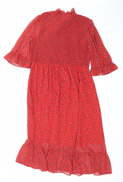 Finery Womens Red Floral Polyester Maxi Size 18 Mock Neck Pullover