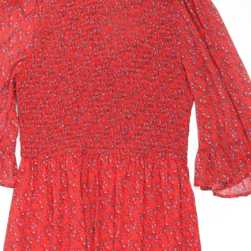 Finery Womens Red Floral Polyester Maxi Size 18 Mock Neck Pullover