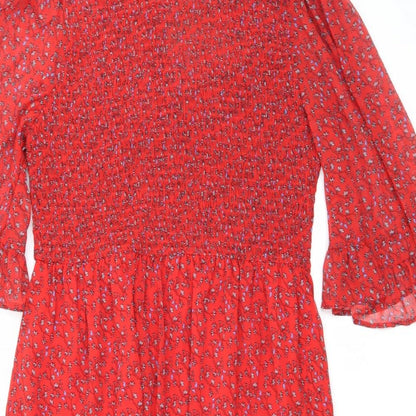 Finery Womens Red Floral Polyester Maxi Size 18 Mock Neck Pullover