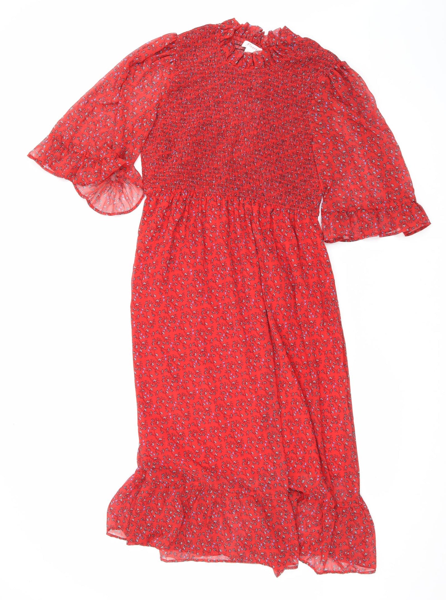 Finery Womens Red Floral Polyester Maxi Size 16 Mock Neck Pullover