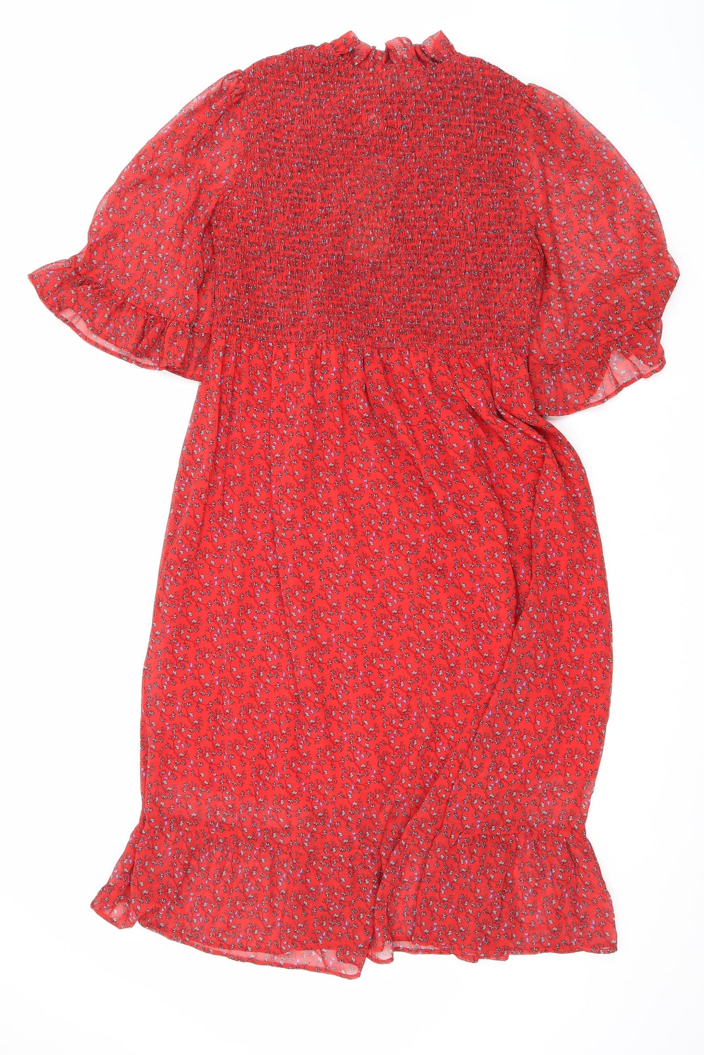 Finery Womens Red Floral Polyester Maxi Size 16 Mock Neck Pullover