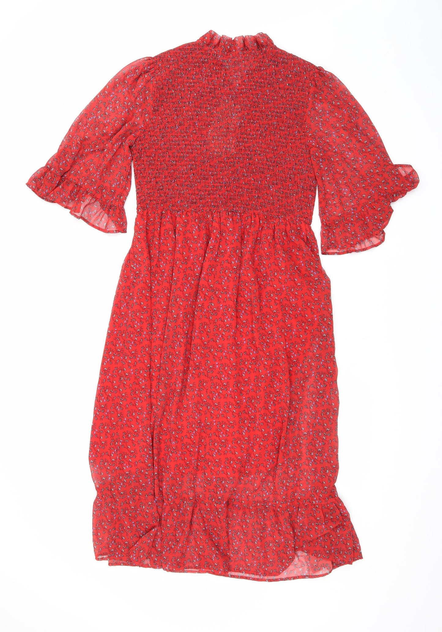Finery Womens Red Floral Polyester Maxi Size 16 Mock Neck Pullover