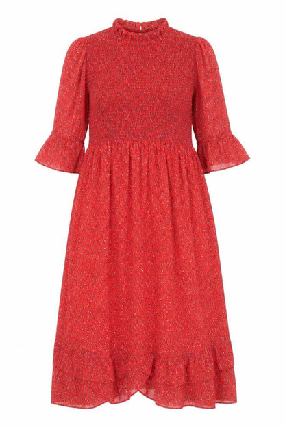 Finery Womens Red Floral Polyester Maxi Size 16 Mock Neck Pullover