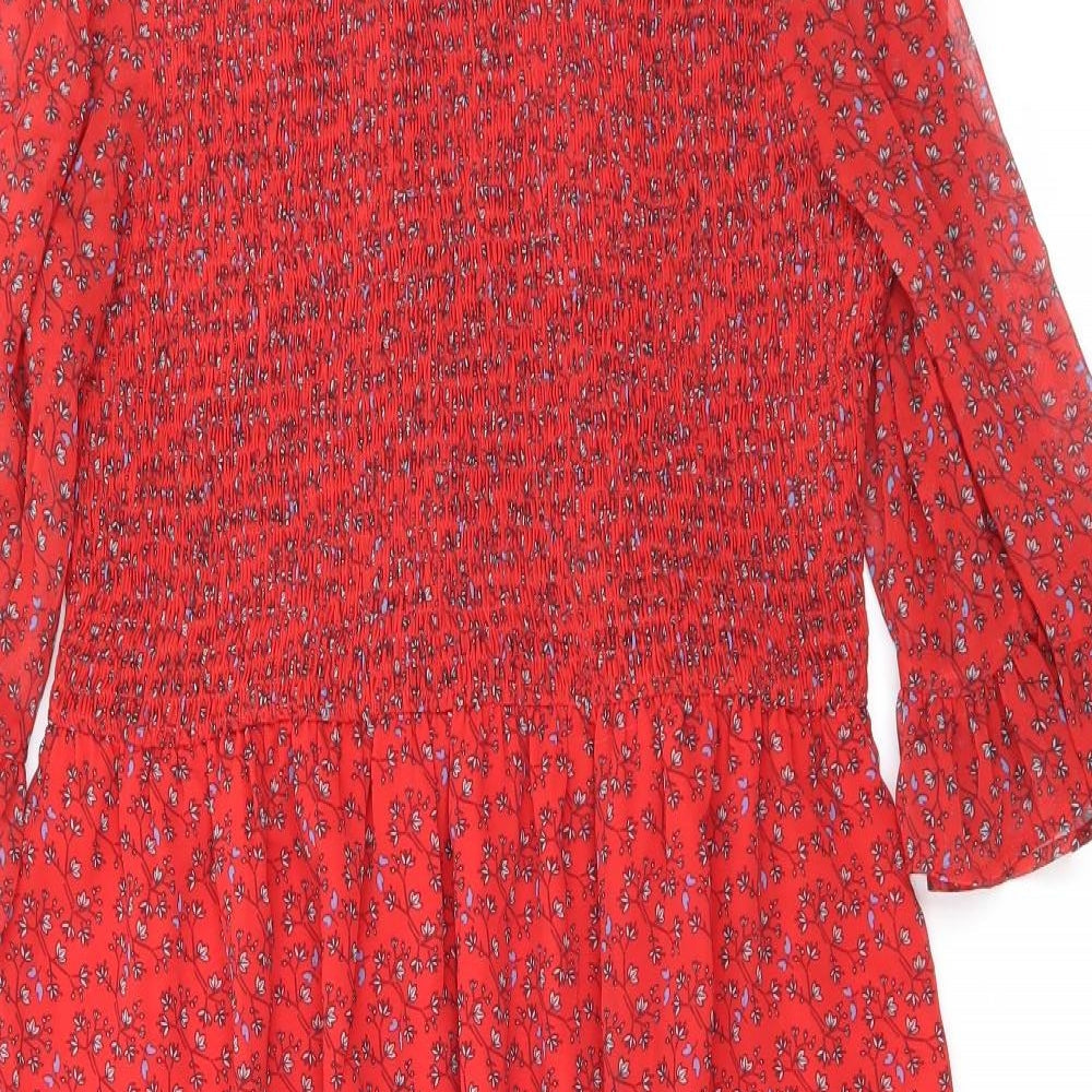 Finery Womens Red Floral Polyester Maxi Size 16 Mock Neck Pullover