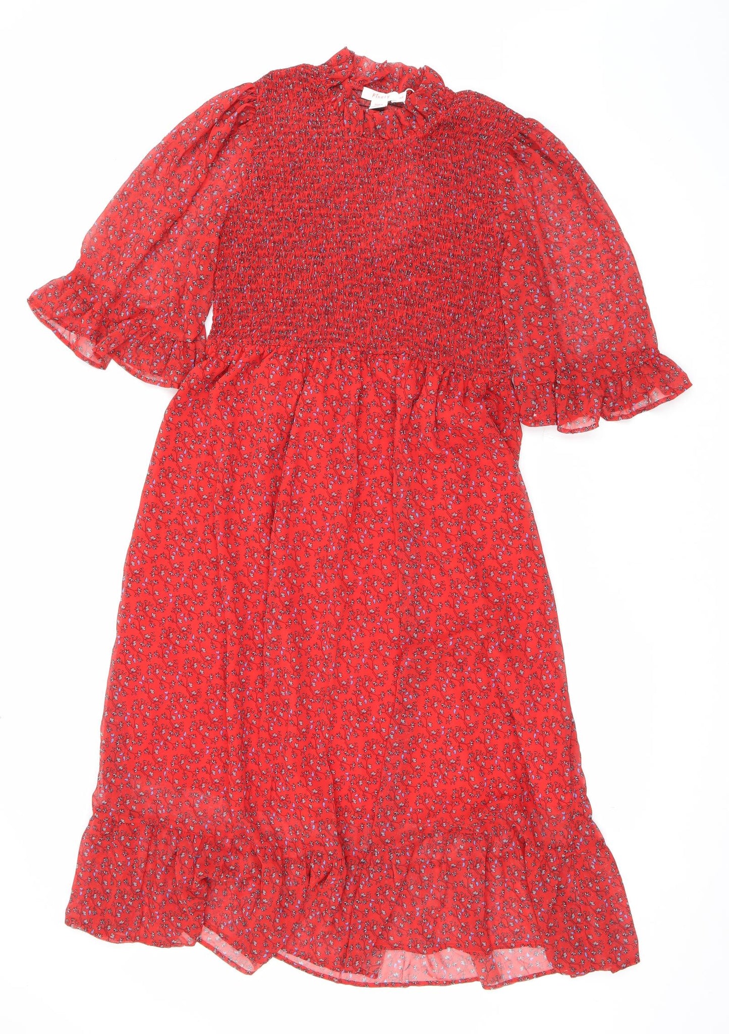 Finery Womens Red Floral Polyester Maxi Size 16 Mock Neck Pullover