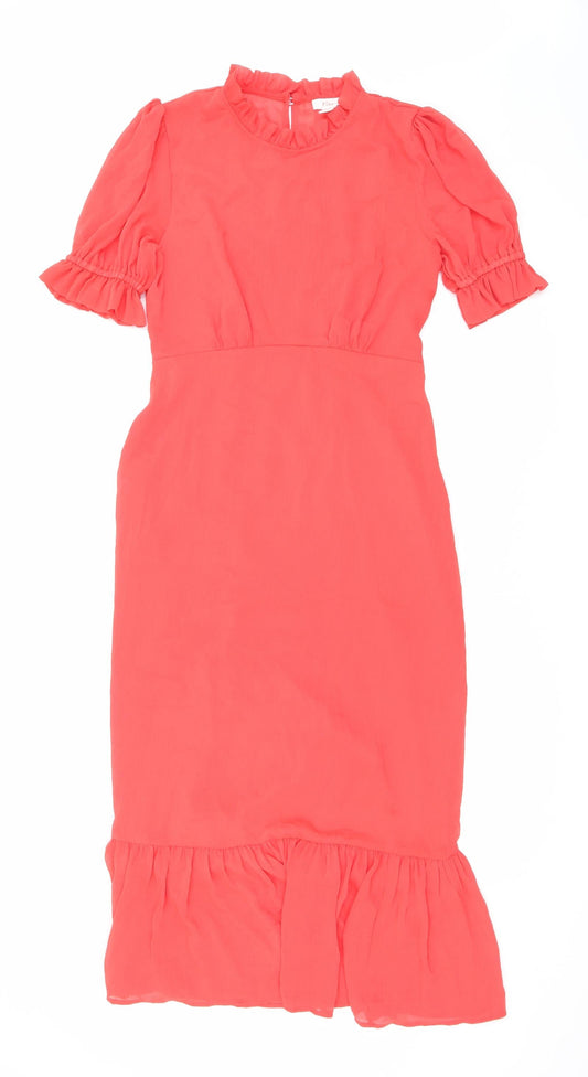 Finery Womens Red Polyester Maxi Size 10 Mock Neck Button