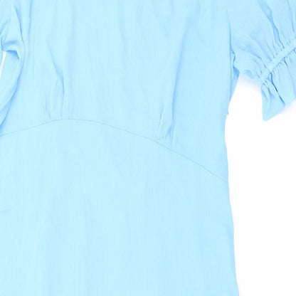 Finery Womens Blue Polyester Maxi Size 18 Mock Neck Button