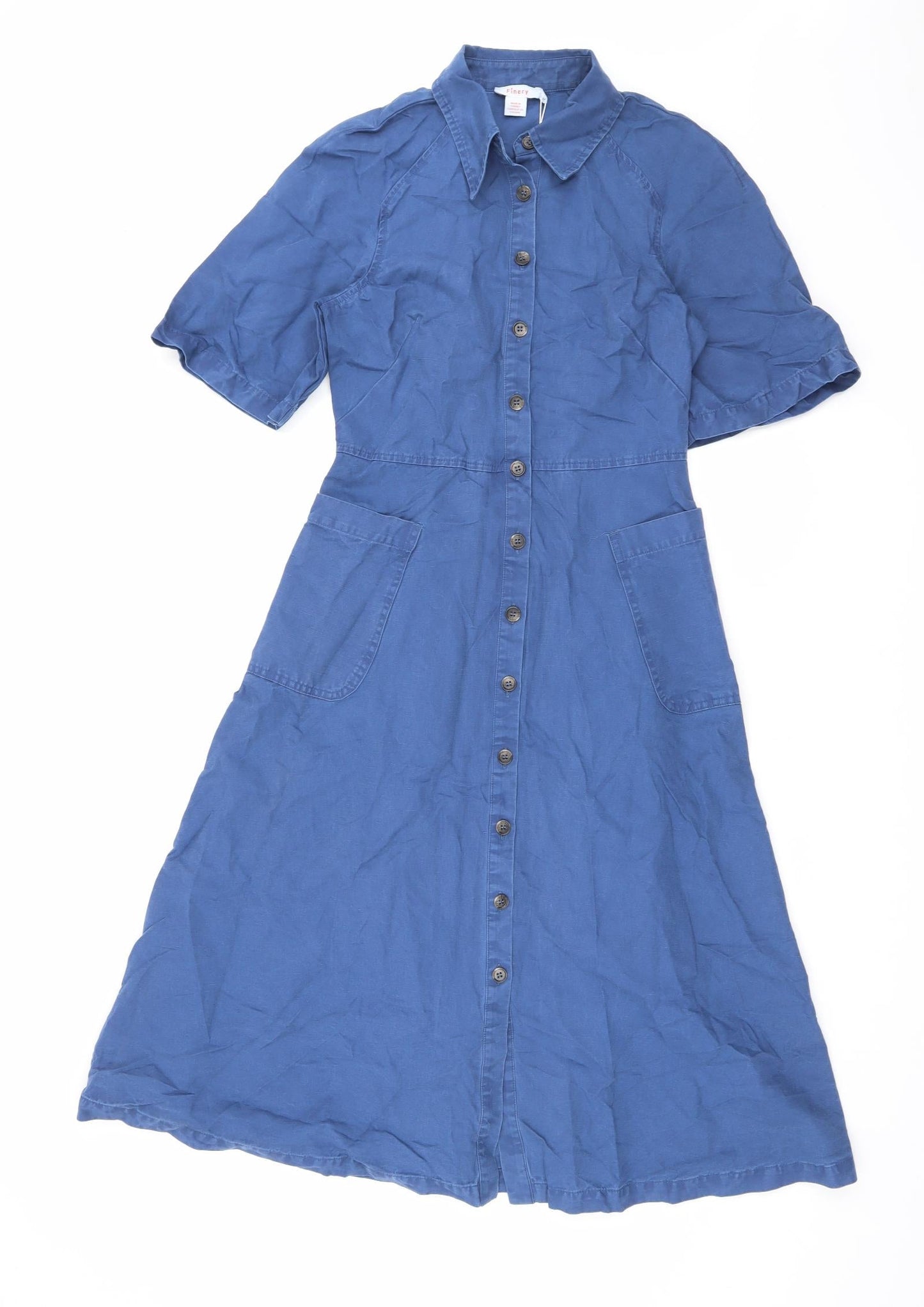 Finery Womens Blue Cotton Maxi Size 8 Collared Button