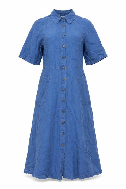 Finery Womens Blue Cotton Maxi Size 8 Collared Button