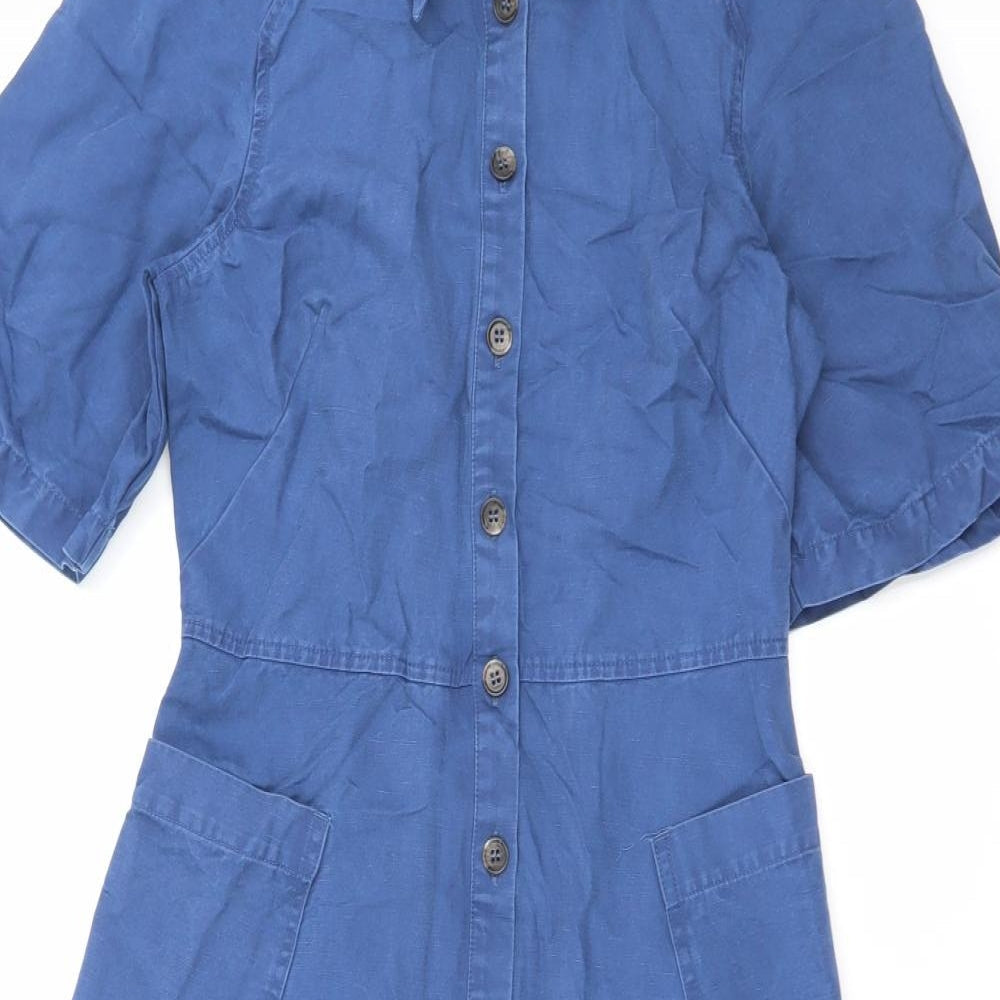 Finery Womens Blue Cotton Maxi Size 8 Collared Button