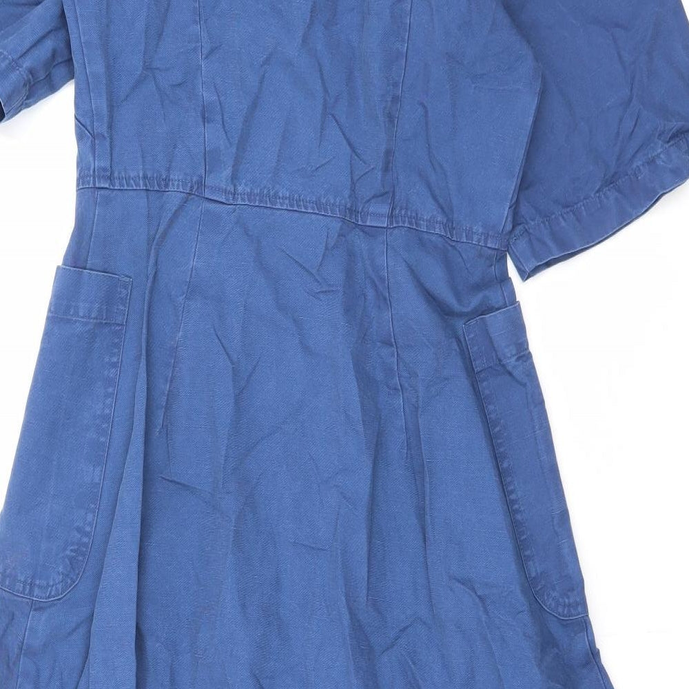 Finery Womens Blue Cotton Maxi Size 8 Collared Button