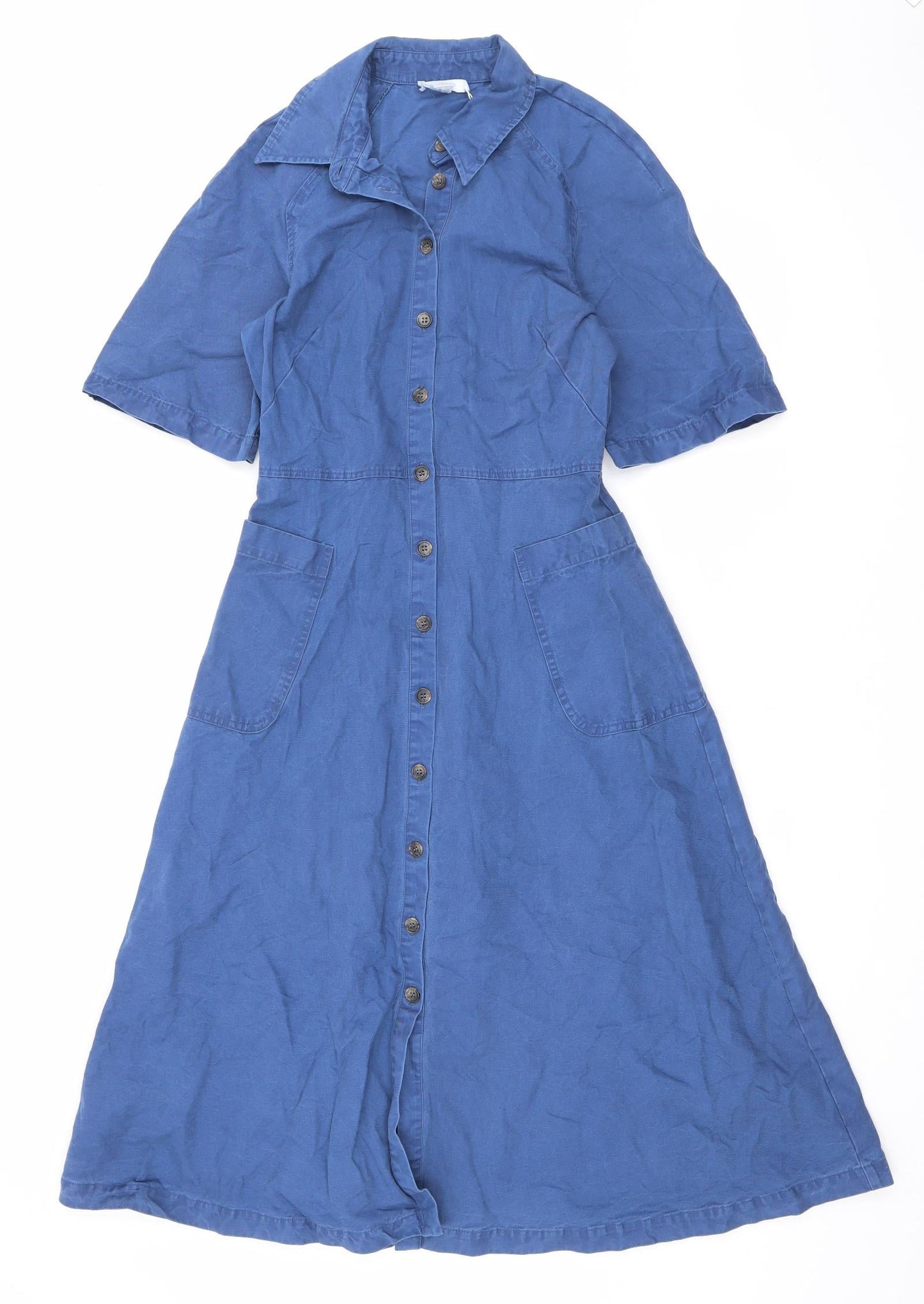 Finery Womens Blue Cotton Maxi Size 8 Collared Button