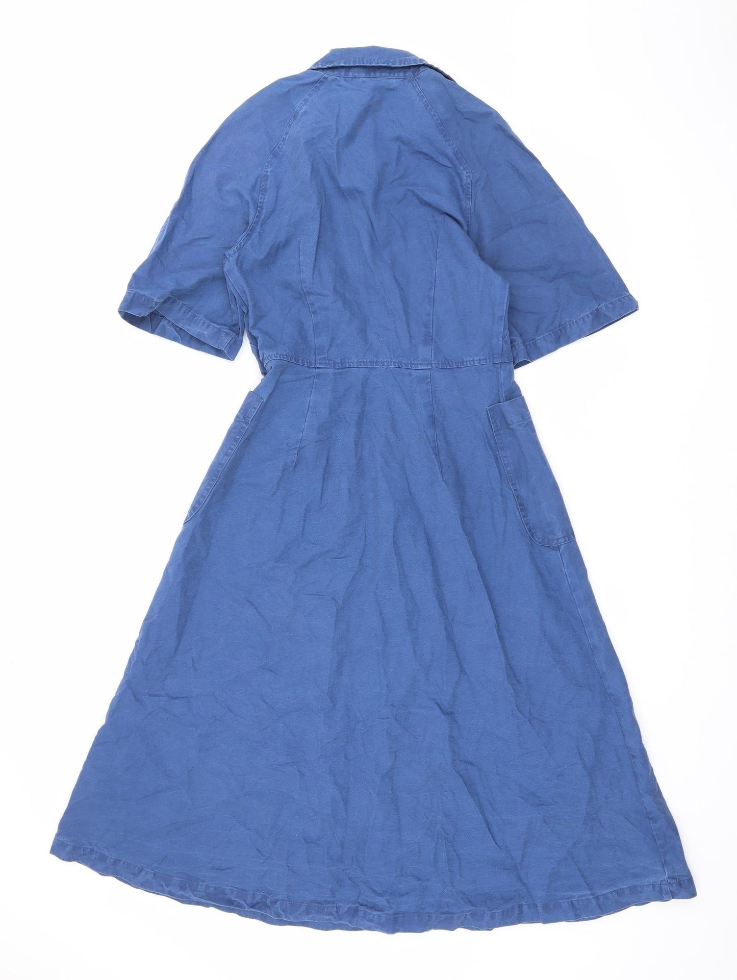 Finery Womens Blue Cotton Maxi Size 8 Collared Button