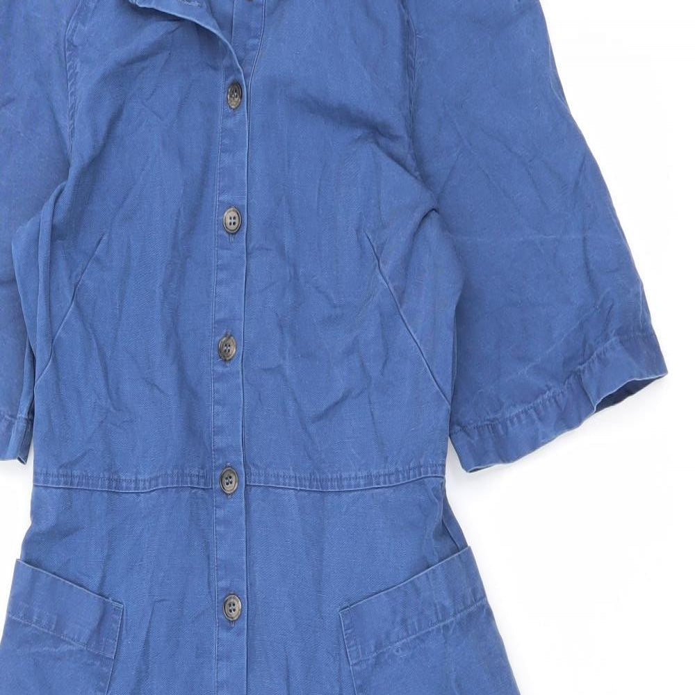 Finery Womens Blue Cotton Maxi Size 8 Collared Button