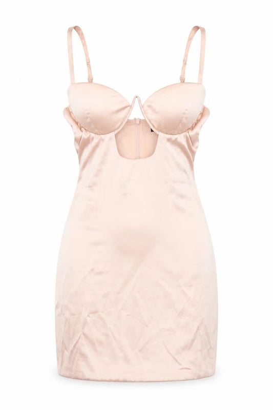 Love & Other Things Womens Beige Polyester Bodycon Size XS Sweetheart Zip