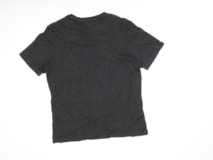 Autograph Womens Black Cotton Basic T-Shirt Size L Round Neck