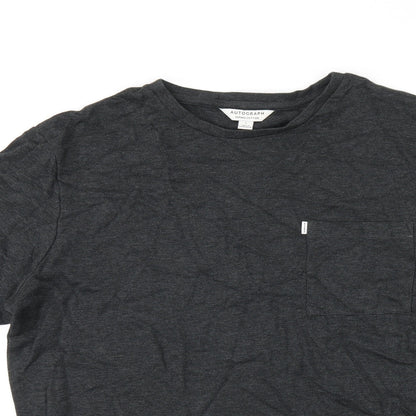 Autograph Womens Black Cotton Basic T-Shirt Size L Round Neck
