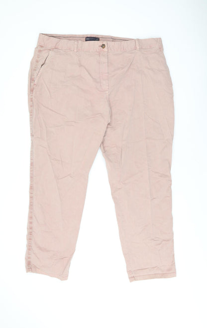 Womens UK Size 20 Marks and Spencer Regular Fit Chino Pink Trousers
