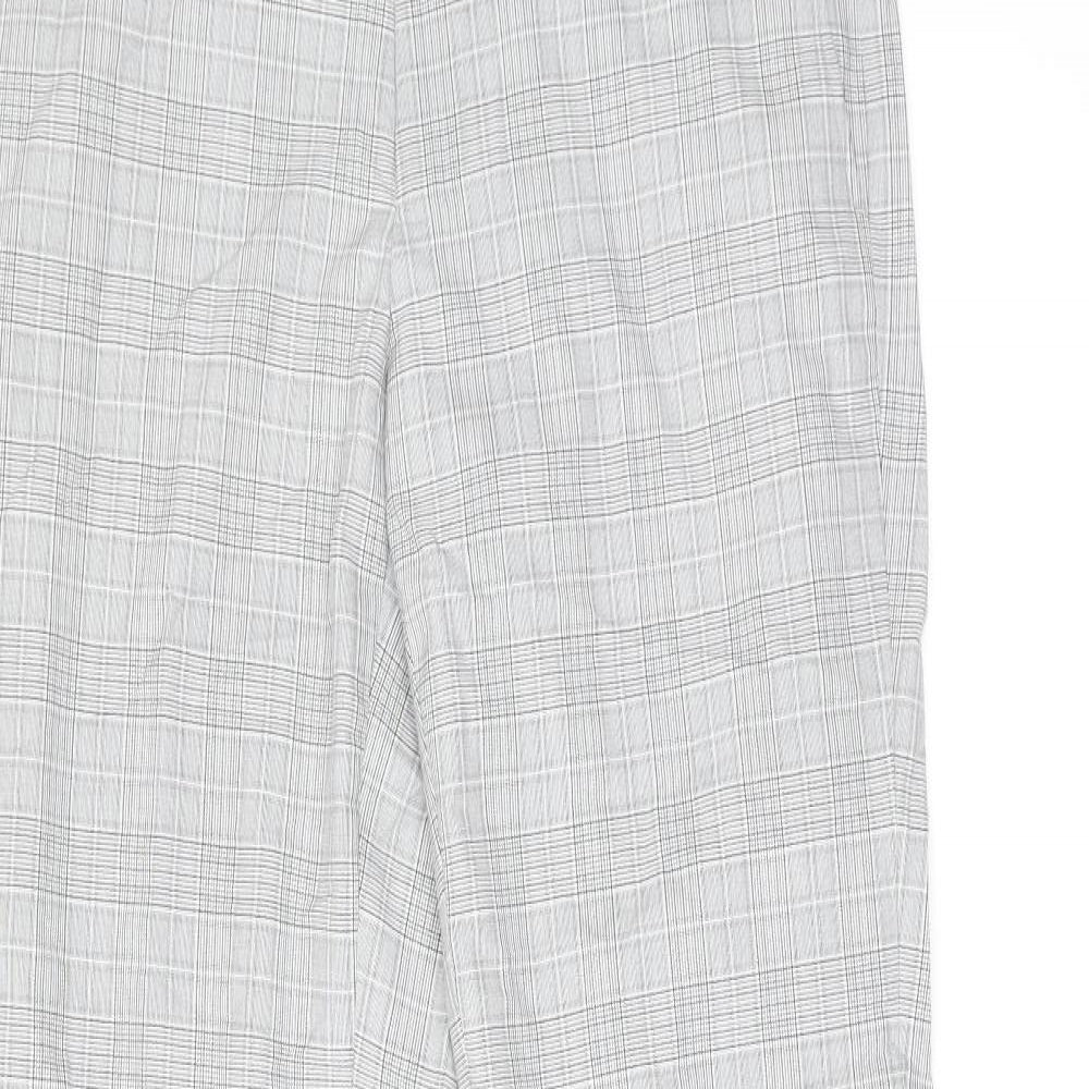 Marks and Spencer Mens Grey Plaid Polyester Dress Pants Trousers Size 32 in L31 in Regular Zip