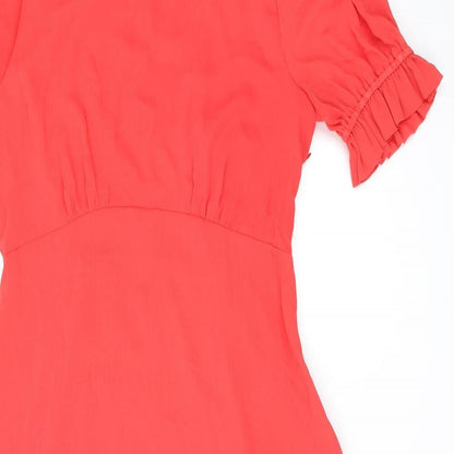 Finery Womens Red Polyester A-Line Size 16 Round Neck Zip