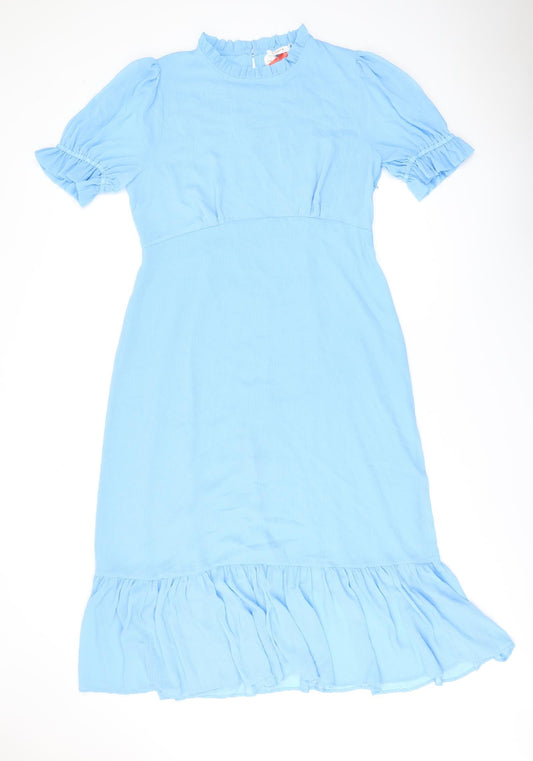 Finery Womens Blue Polyester A-Line Size 18 Round Neck Zip