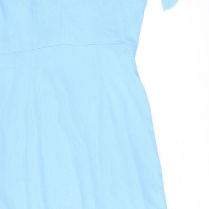 Finery Womens Blue Polyester A-Line Size 18 Round Neck Zip